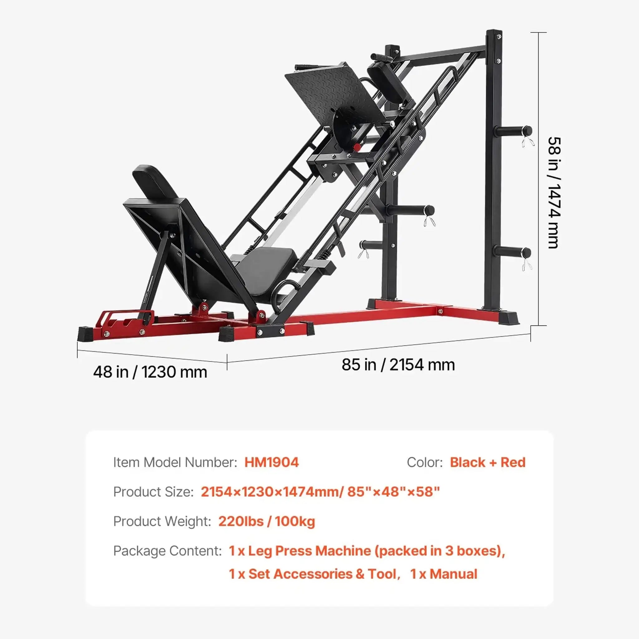 2000LBS Adjustable Leg Press And Hack Squat Machine For Home Gym Workouts (SAK53148)
