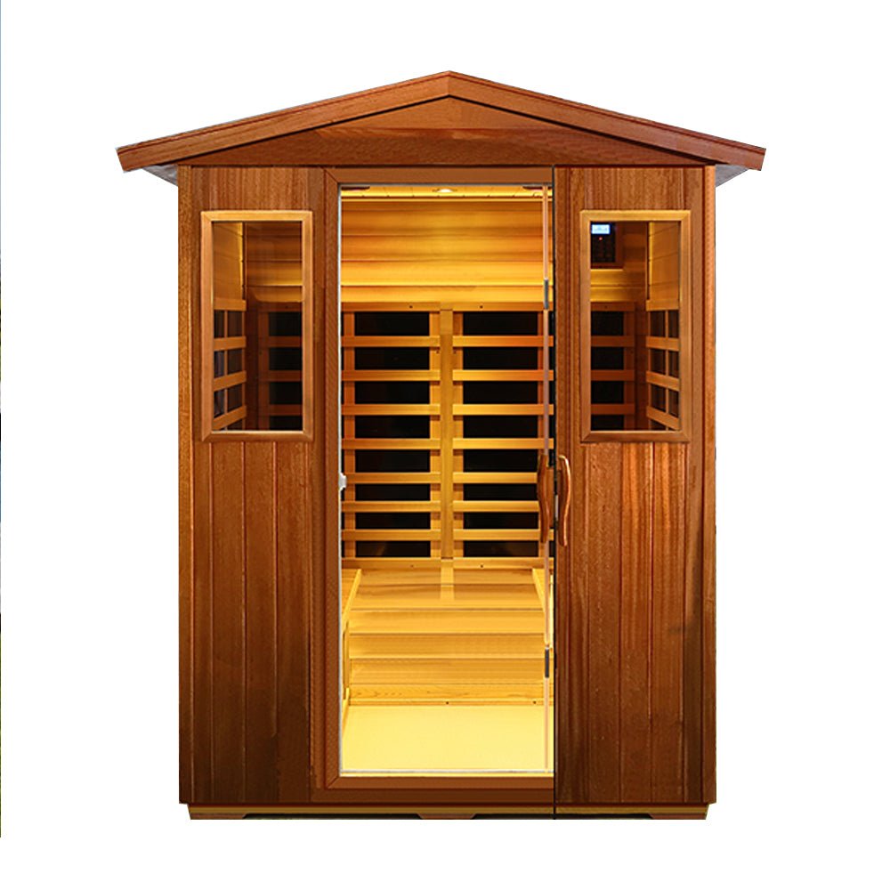 4-Person Luxury Low EMF Outdoor FAR Infrared Home Sauna With Bluetooth Audio, 2050W (SAK15372)