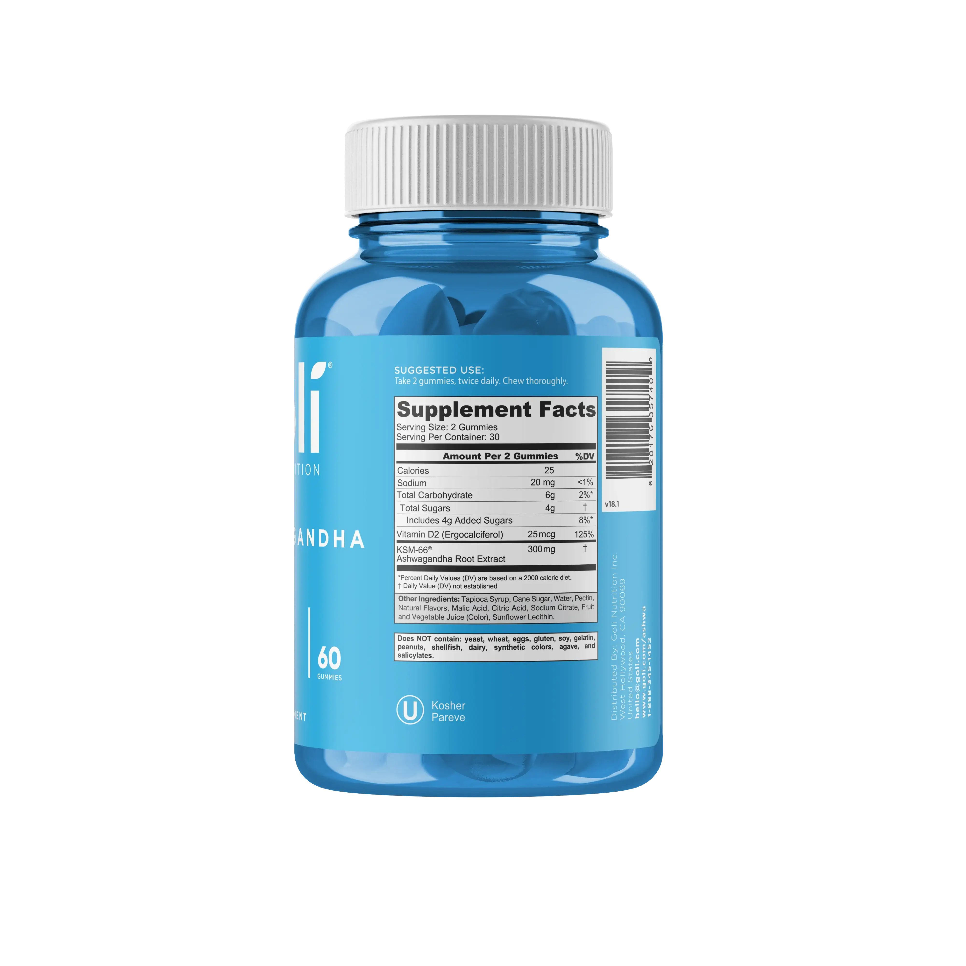 MP 1 Bottle of Goli Ashwagandha & Vitamin D Gummy 60 Count - Relax. Restore. Unwind. (Mixed Berry, KSM-66, Vegan, Plant Based, Non-GMO, Gluten-Free & Gelatin Free)