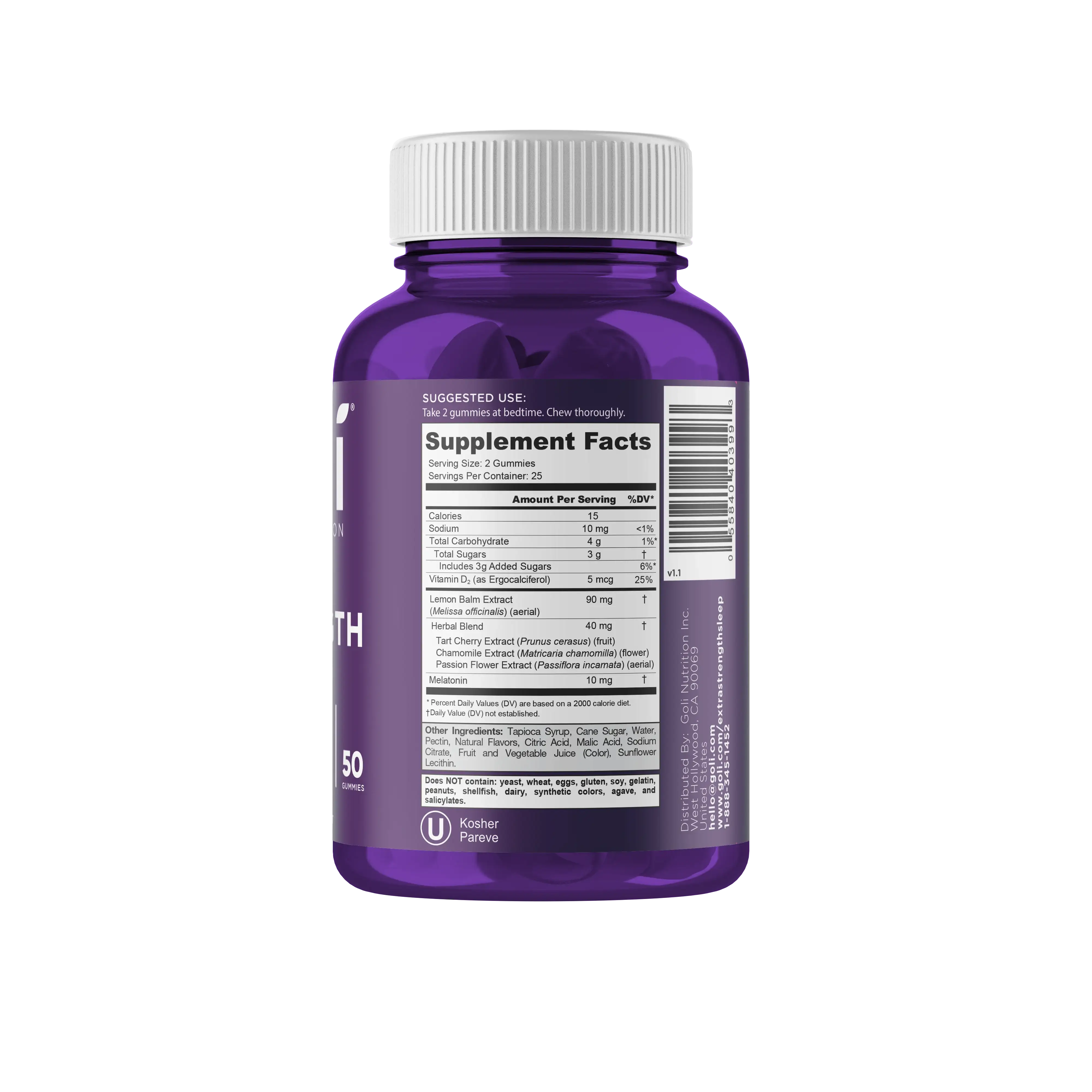 MP 1 Bottle of Extra-Strength Sleep Gummies - 60 Count - Melatonin, Vitamin D, Magnesium, and Lemon Balm Extract - Gelatin-Free, Gluten-Free, Vegan & Non-GMO