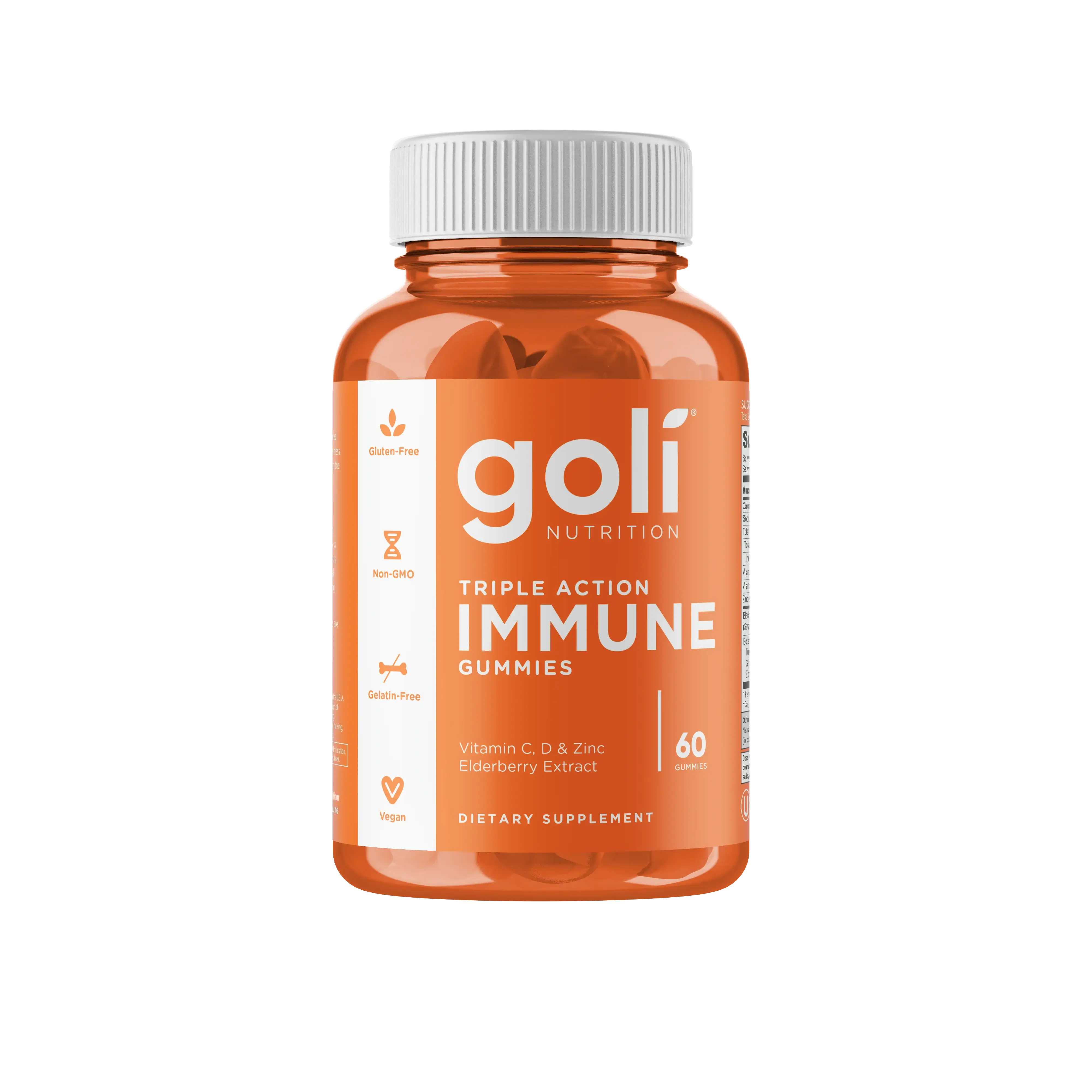MP 1 Bottle of Goli Triple Action Immune Gummies - Vitamin C, D, Zinc + Elderberry & Botanical Blend - Immune, Gut & Joint Support - Vegan - HSA/FSA Eligible