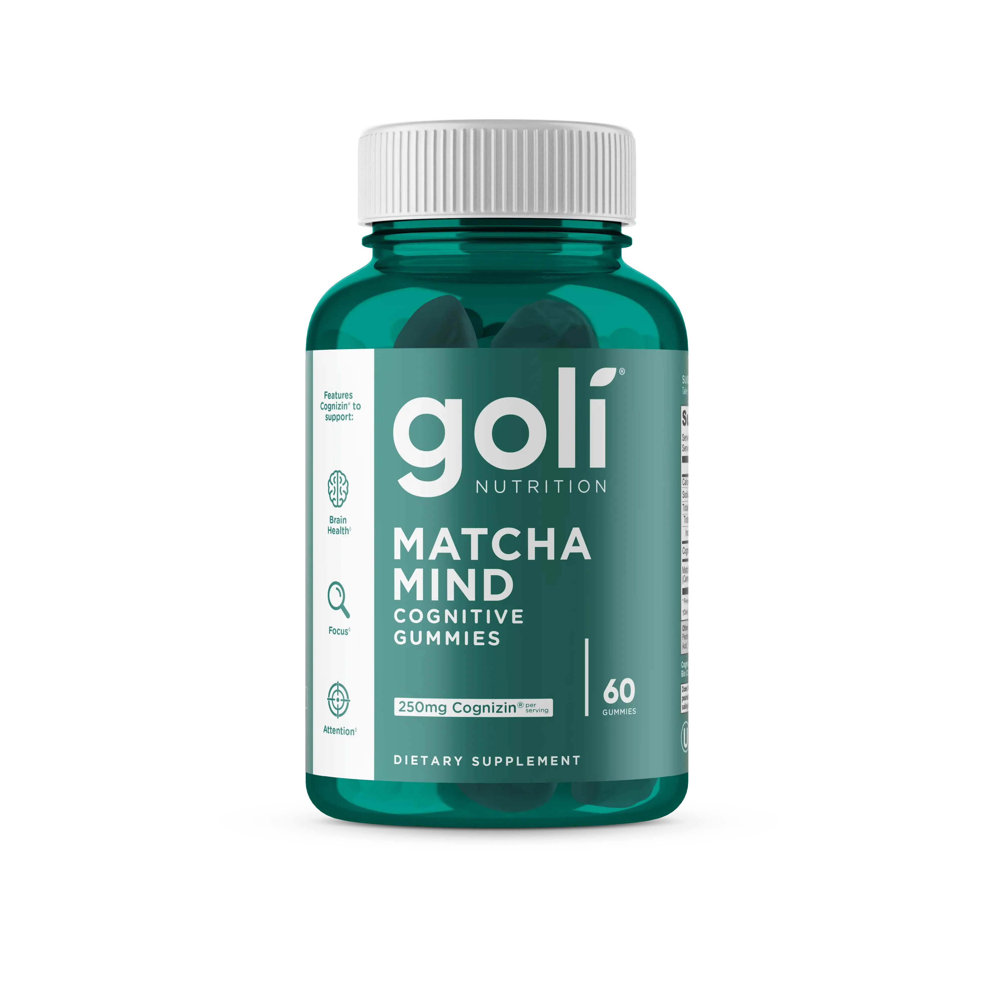 MP 1 Bottle of Goli Matcha Mind Gummies - 60 Count - Green Tea Leaves Powder with Cognizin for Focus, Attention and Brain Health, Vegan, Non-GMO, Gluten-Free & Gelatin Free.