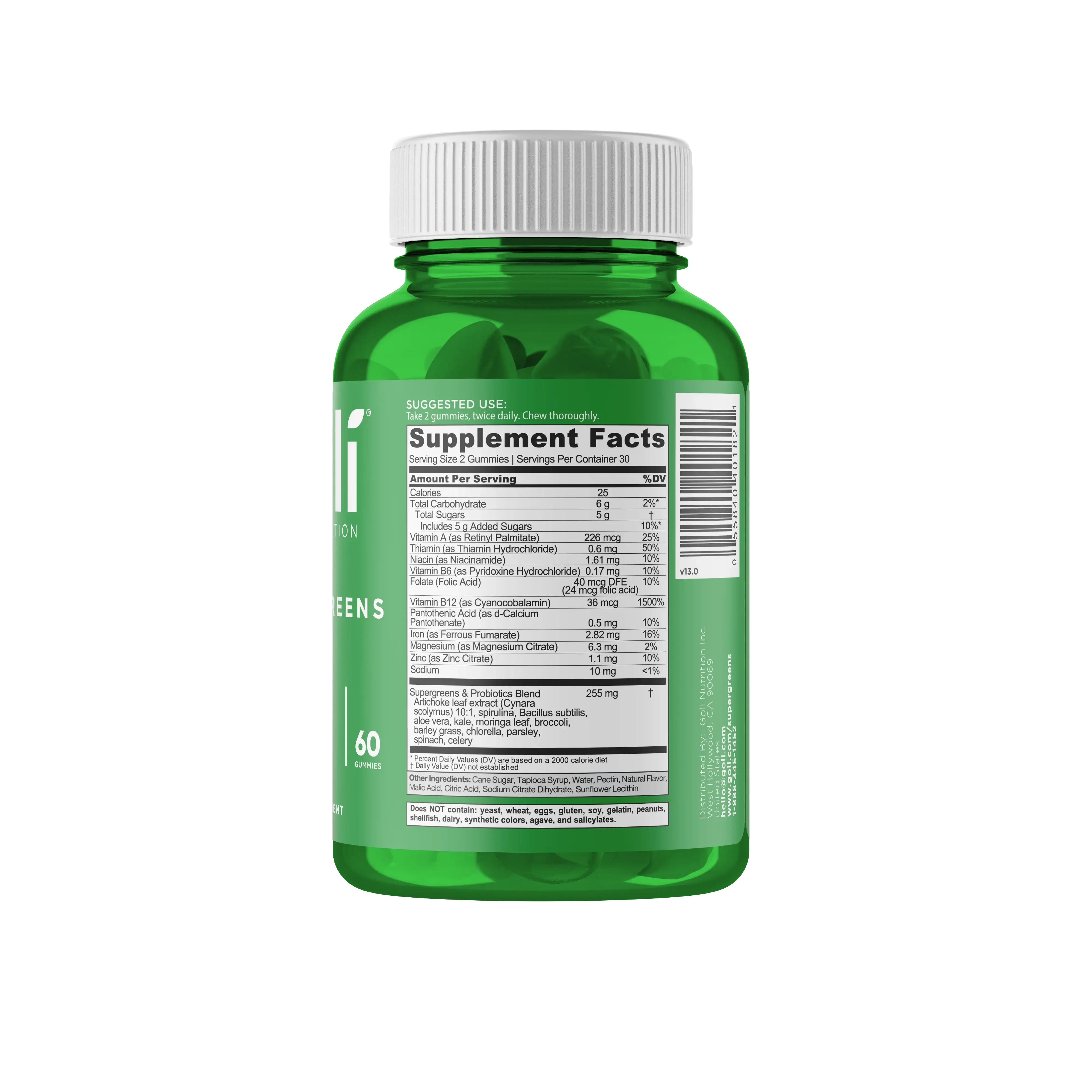 MP 1 Bottle of Goli SuperGreen Vitamin Gummy - 60 Count - Essential Vitamins and Minerals - Plant-Based, Vegan, Gluten-Free & Gelatin Free - Health from Within