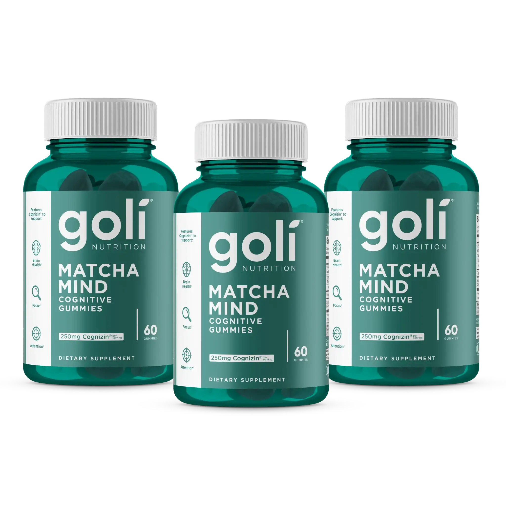 MP 1 Bottle of Goli Matcha Mind Gummies - 60 Count - Green Tea Leaves Powder with Cognizin for Focus, Attention and Brain Health, Vegan, Non-GMO, Gluten-Free & Gelatin Free.