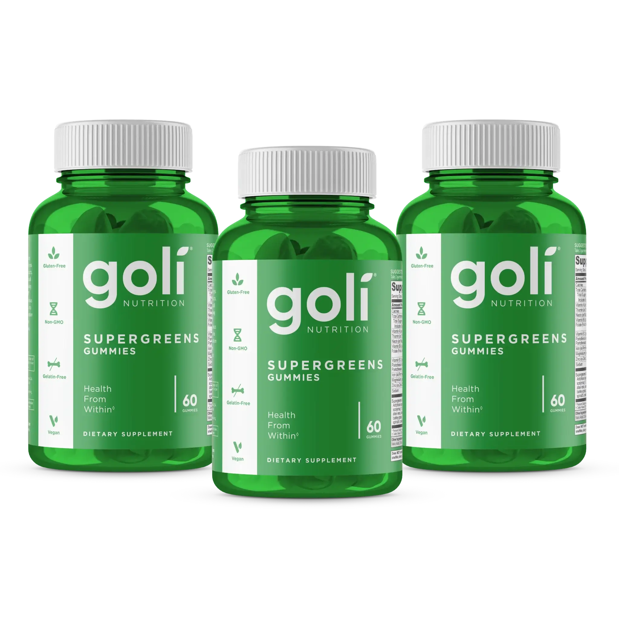 MP 1 Bottle of Goli SuperGreen Vitamin Gummy - 60 Count - Essential Vitamins and Minerals - Plant-Based, Vegan, Gluten-Free & Gelatin Free - Health from Within