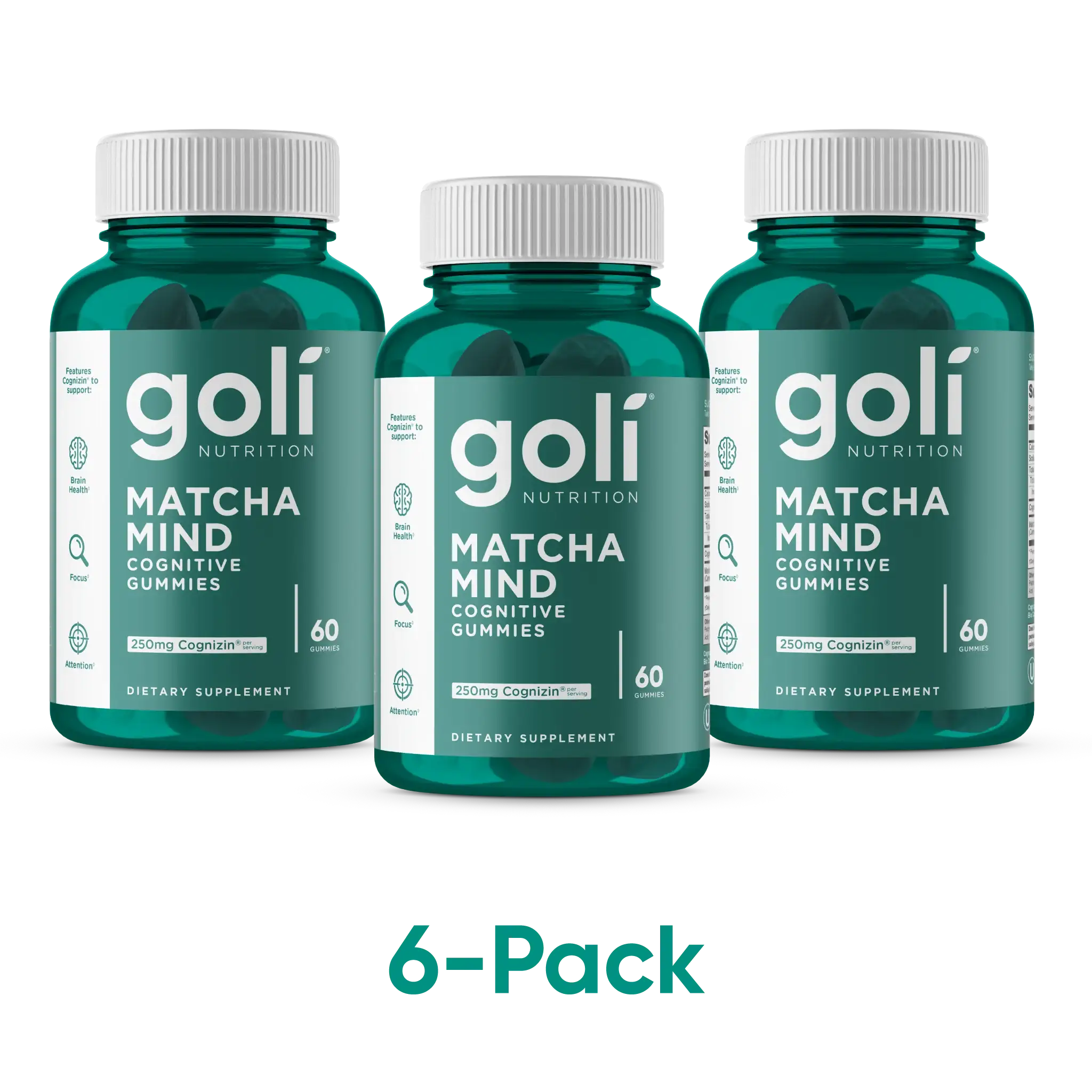 MP 1 Bottle of Goli Matcha Mind Gummies - 60 Count - Green Tea Leaves Powder with Cognizin for Focus, Attention and Brain Health, Vegan, Non-GMO, Gluten-Free & Gelatin Free.