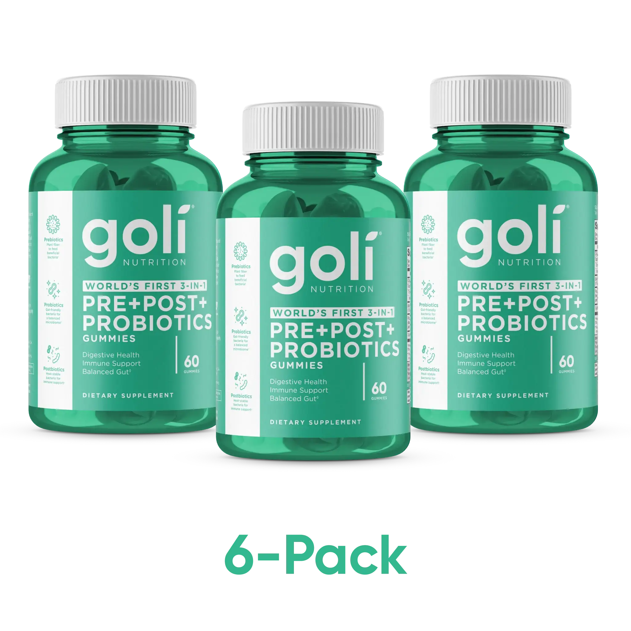 MP 1 Bottle of Goli Nutritional Supplement, Pre+Post+Probiotics Gummy - 60 Count - World's First 3-in-1 Gluten-Free, Vegan, Non-GMO, and Gelatin-Free.