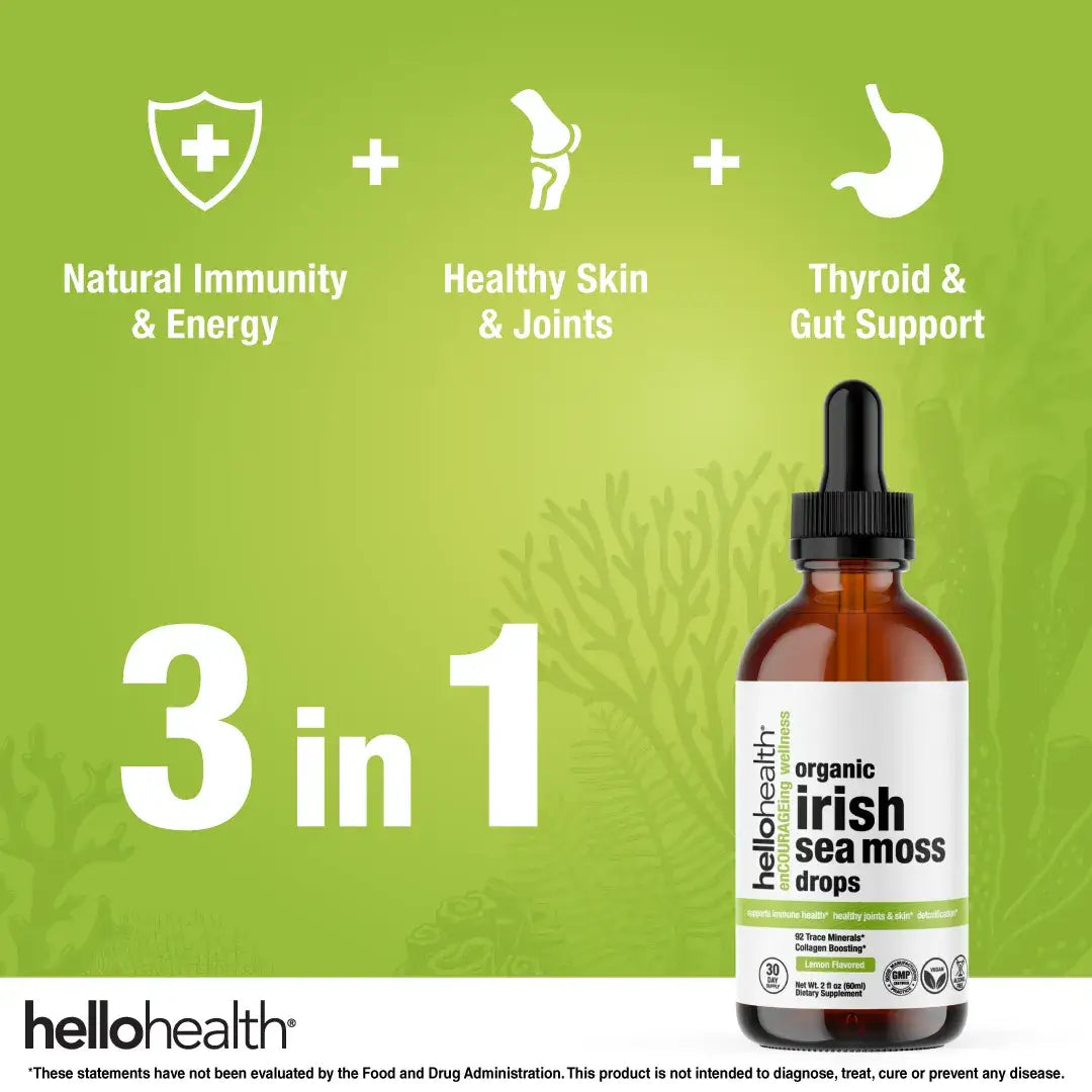 Organic Sea Moss, Organic Bladderwrack, Organic Burdock drops