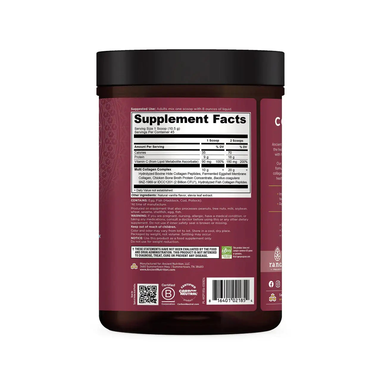 Ancient Nutrition Multi Collagen Protein Powder Chocolate & Vanilla -  10 Collagen Types for Joints Skin Hair Nails Gut Support - HSA FSA Eligible